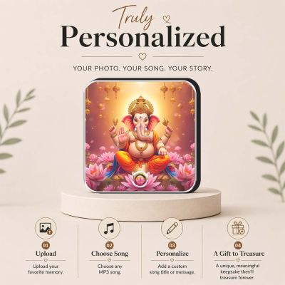 Lord Ganesha Musical Fridge Magnet Rechargeable Music Player Refrigerator Magnet | Ganesh Mantra Music Player for Home & Pooja Room Decor Positive Vibes